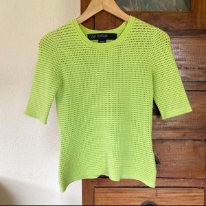 Y2K mesh knit top saturated citrus lime green layering